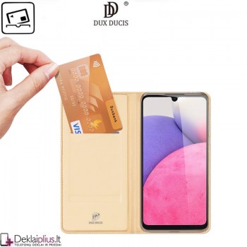Dux Ducis dirbtinės odos viršelis - auksinės spalvos (Samsung A33 5G)